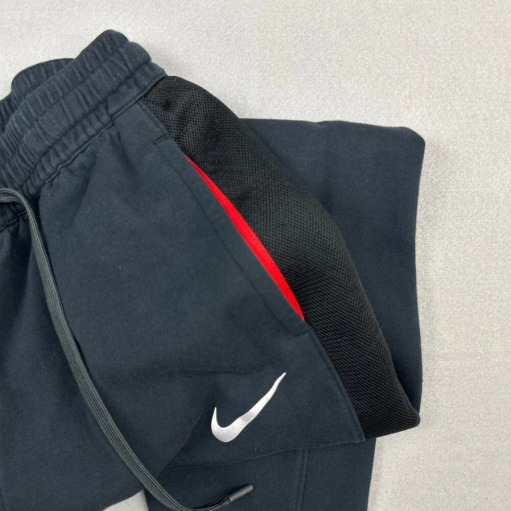 Nike Pants Men Large Black Solid Tapered Athletic Dri Fit Drawstring Basketball